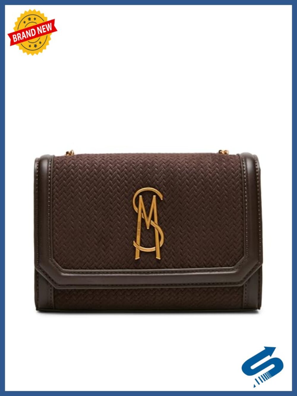 Convertible Shoulder Bag with Chain Strap - Faux Suede